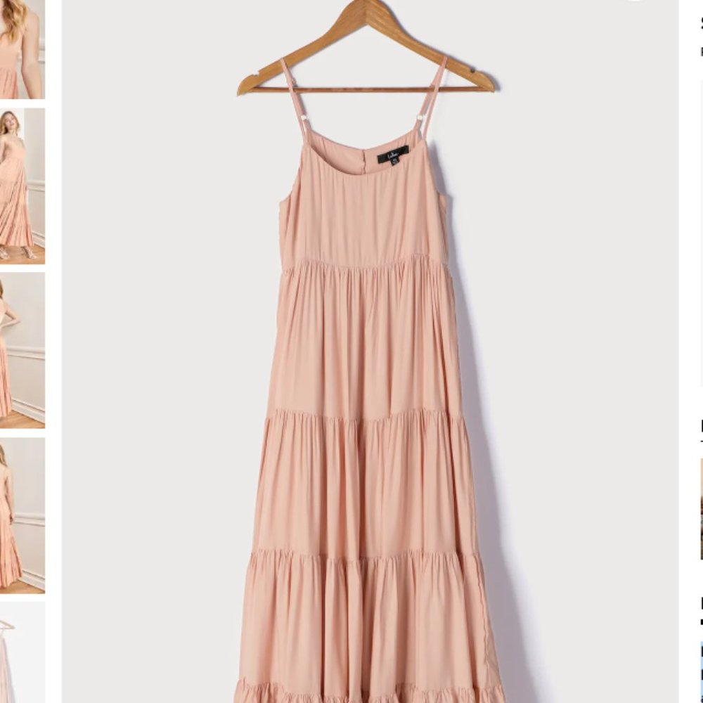 NIB Lulus Dance in the Daylight Light Orange Tiered Maxi Dress